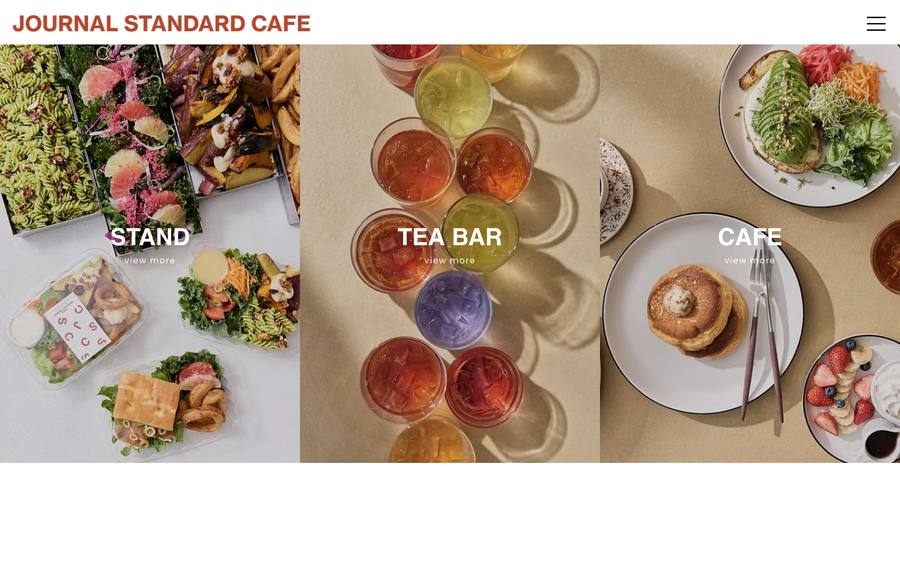 Journal Standard Cafe のWebサイトのキャプチャ